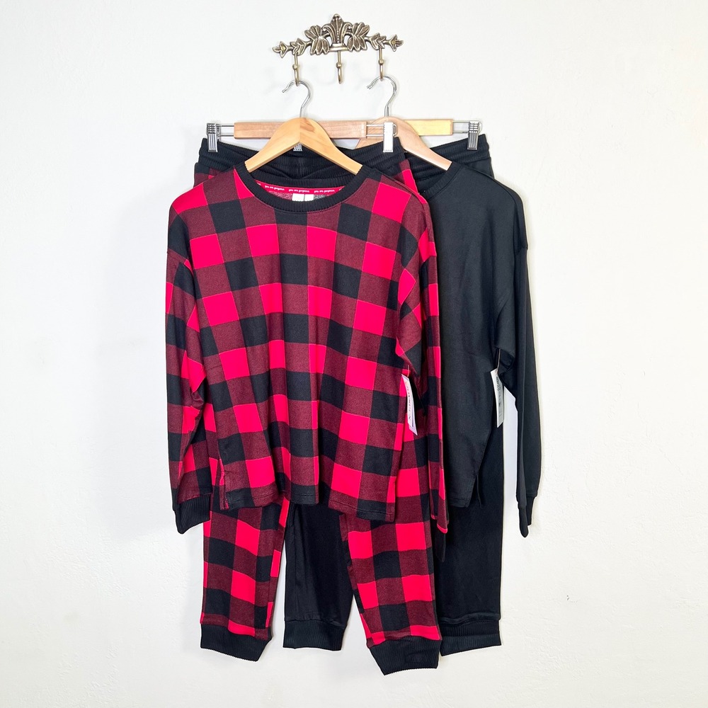 Joyspun Pajama Set 2-Pack Cozy Lounge Collection Womens Size S Red Black New